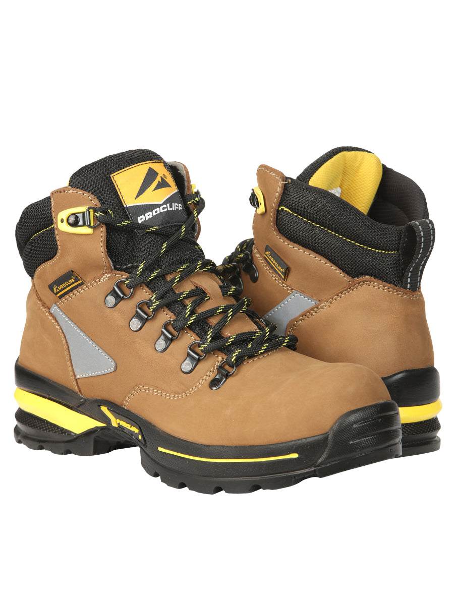 ProCliff Men’s Steel Toe Lace-up Work Shoes - Made in Mexico - Nubuck Maple 45289
