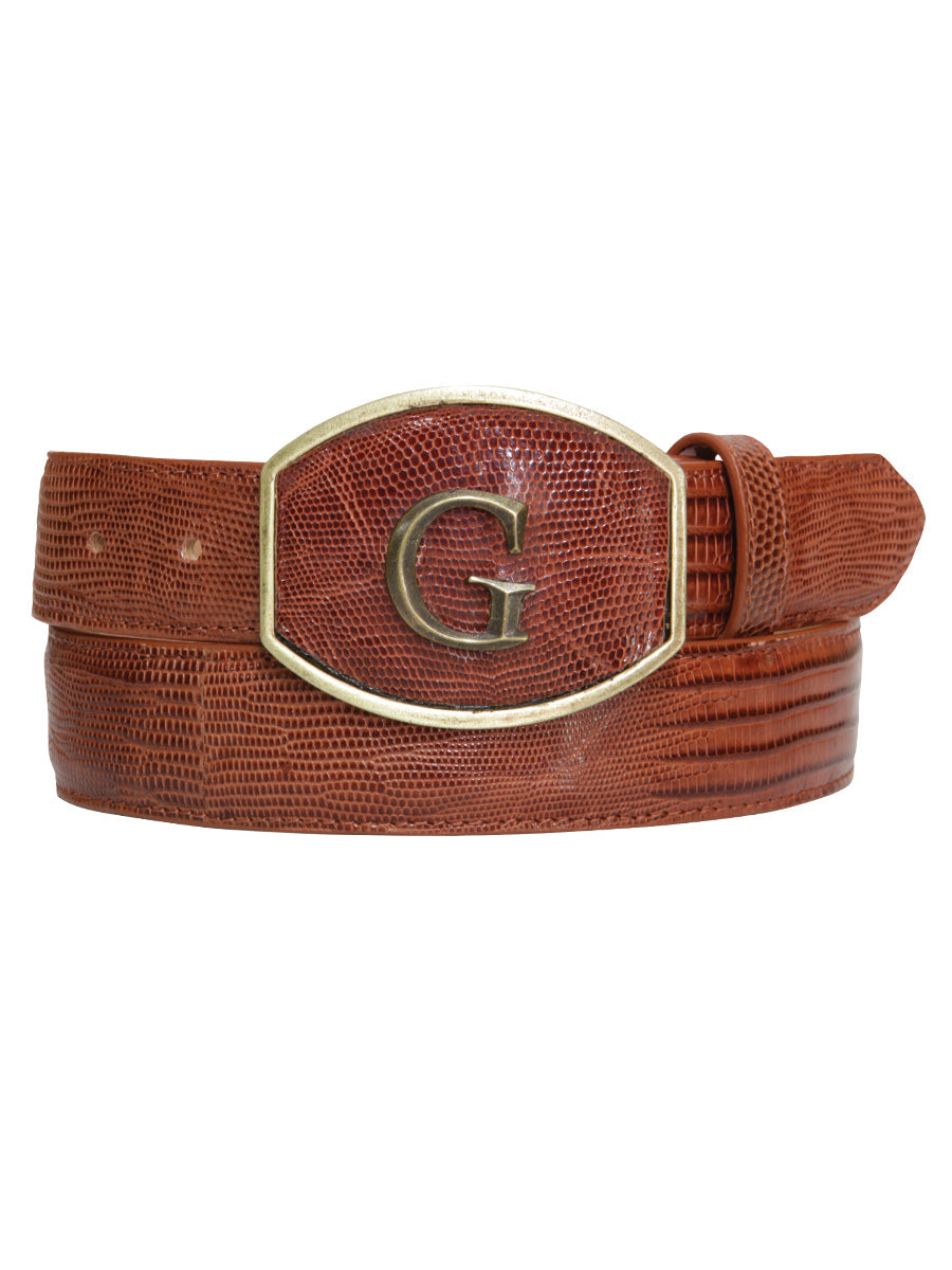 El General Exotic Lizard Leather Cowboy Belt in Cognac