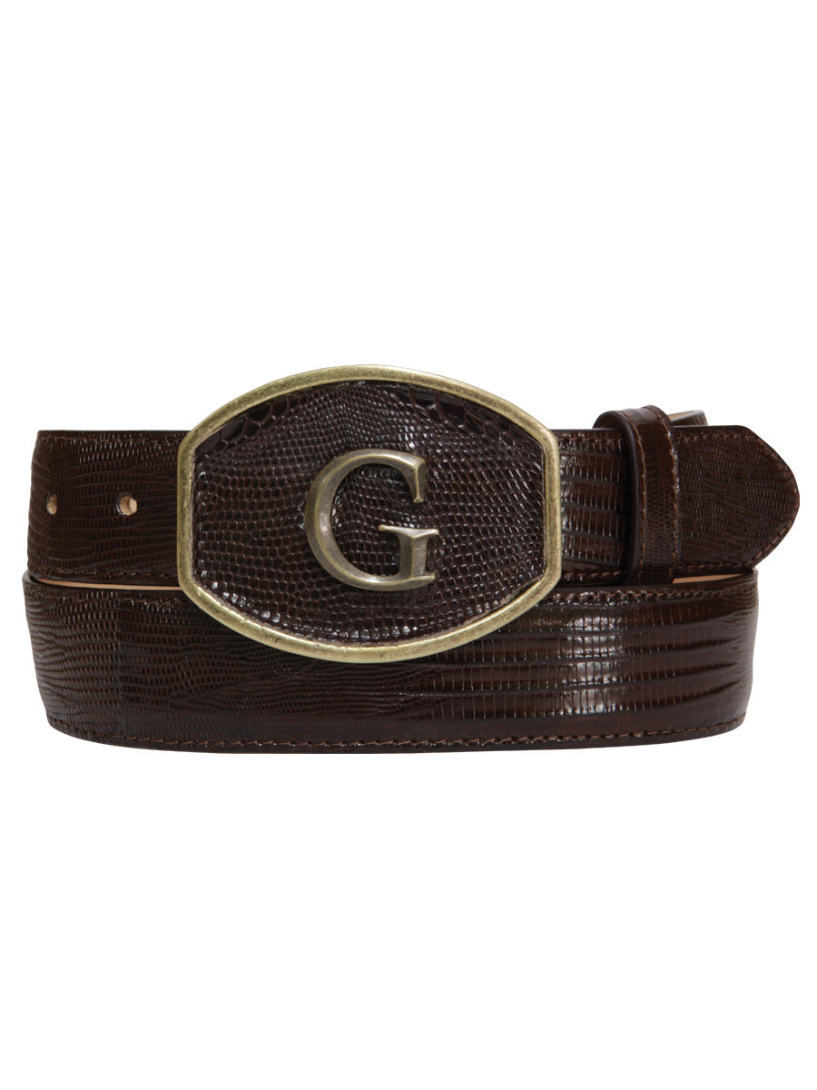 El General Exotic Lizard Leather Cowboy Belt in Brown