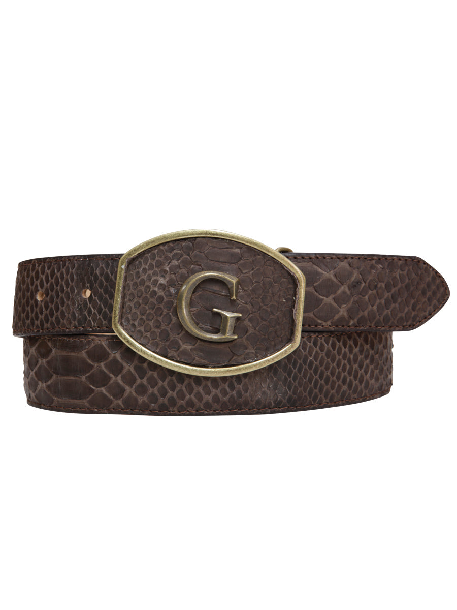 El General Exotic Python Leather Cowboy Belt in Brown