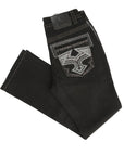 Centenario Men's Black Denim with Gray Embroidered Details