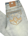 Centenario Men's Light Blue Denim with Embroidered Details