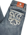 Centenario Hip-Up Bootcut Denim Jeans in Dark Blue
