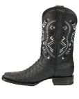 El General Men's Python Imitation Rodeo Boots in Black