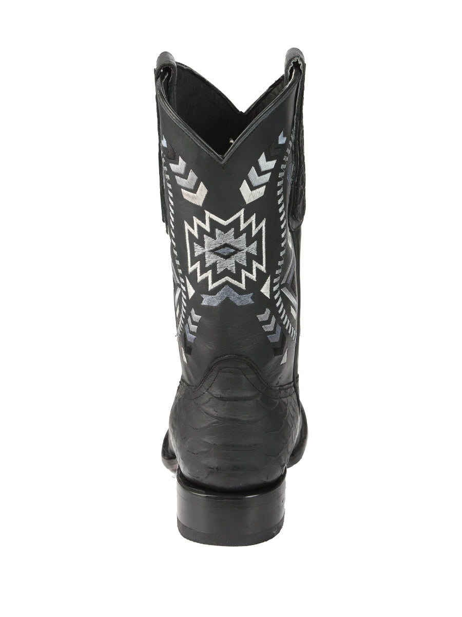 El General Men's Python Imitation Rodeo Boots in Black