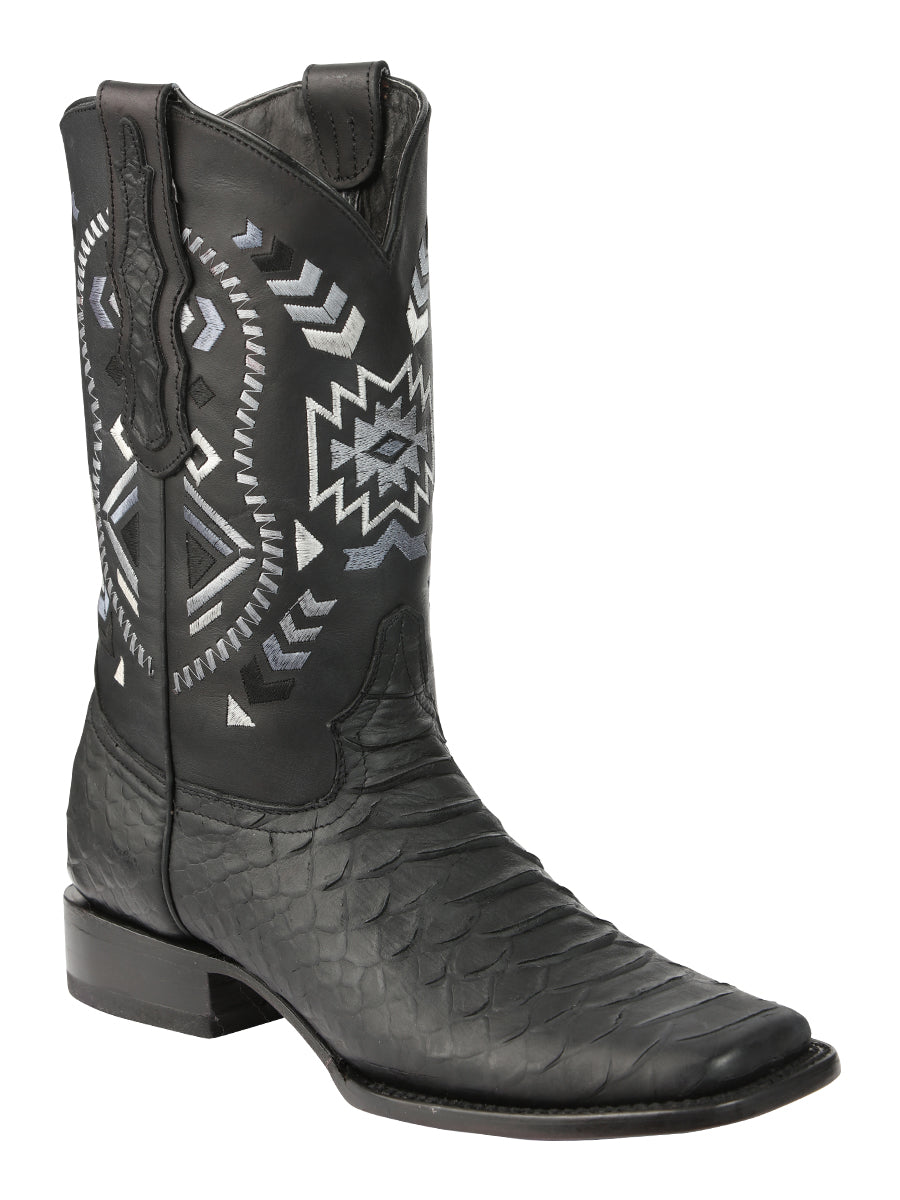 El General Men's Python Imitation Rodeo Boots in Black