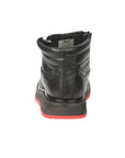 El General Men's Petatillo Leather Ankle Boots with Zipper in Black/Red