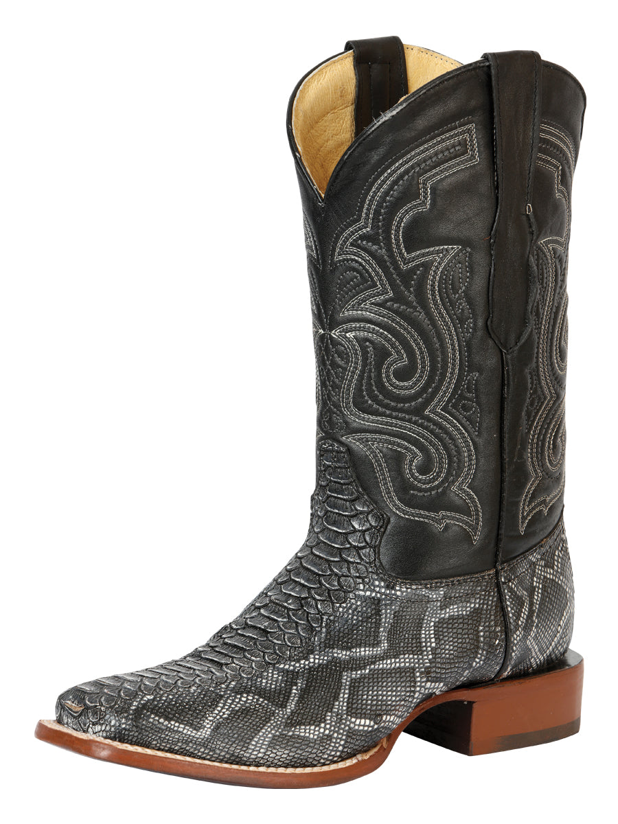 El General Men's Python Imitation Rodeo Boots in Gray
