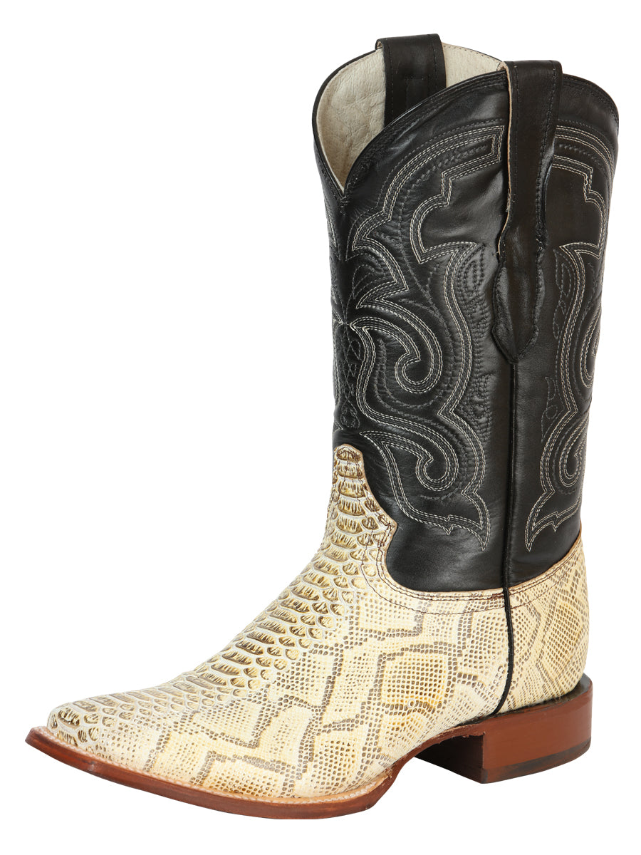 El General Men's Python Imitation Rodeo Boots in Natural