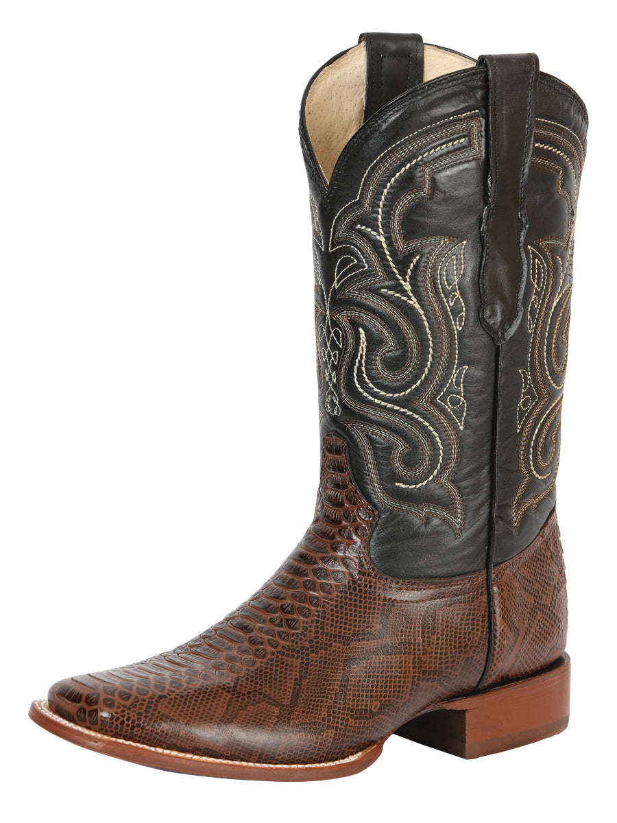 El General Men's Python Imitation Rodeo Boots in Brown