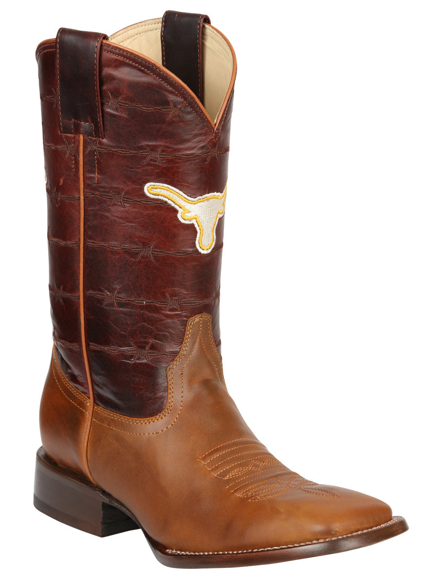 Jar Boots Men's Leather Cowboy Boots - Made in Mexico - Cognac Brown 45476