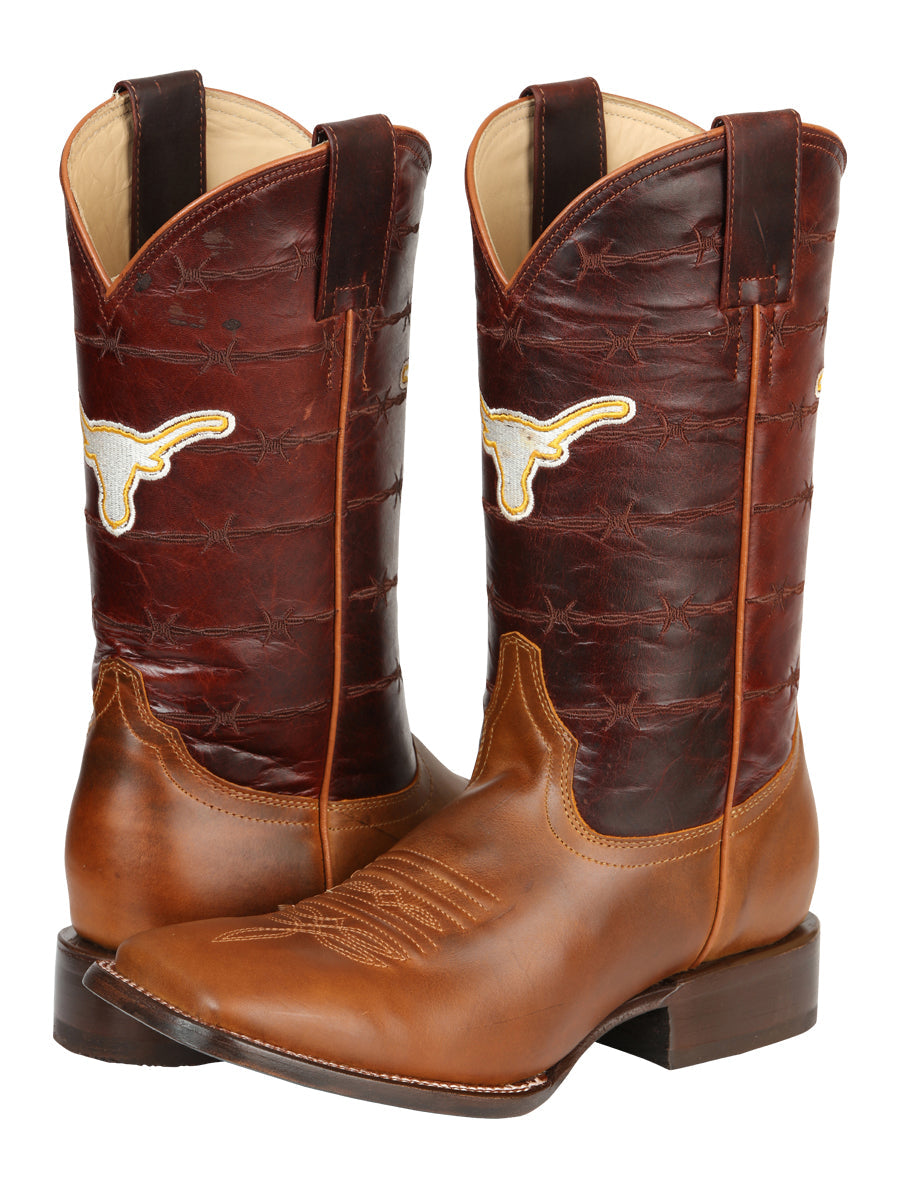 Jar Boots Men's Leather Cowboy Boots - Made in Mexico - Cognac Brown 45476