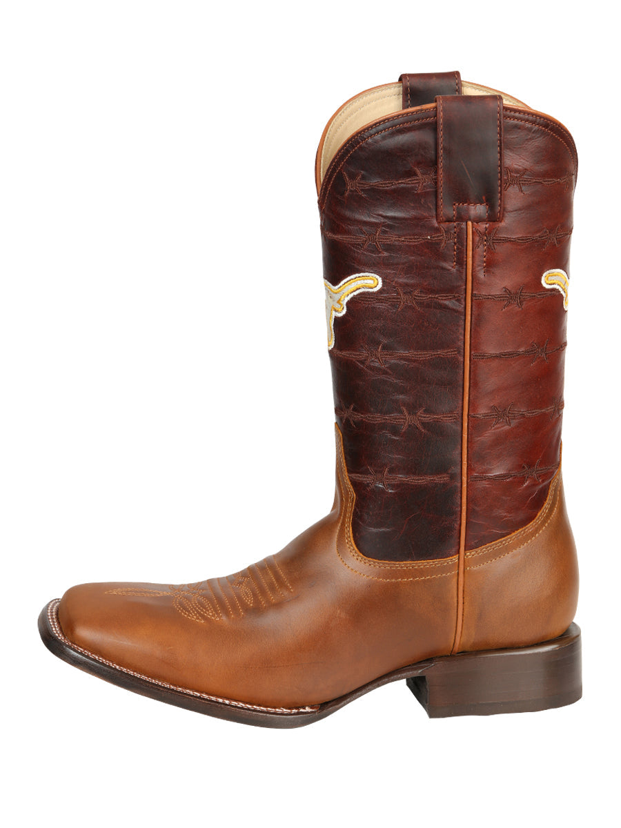 Jar Boots Men's Leather Cowboy Boots - Made in Mexico - Cognac Brown 45476