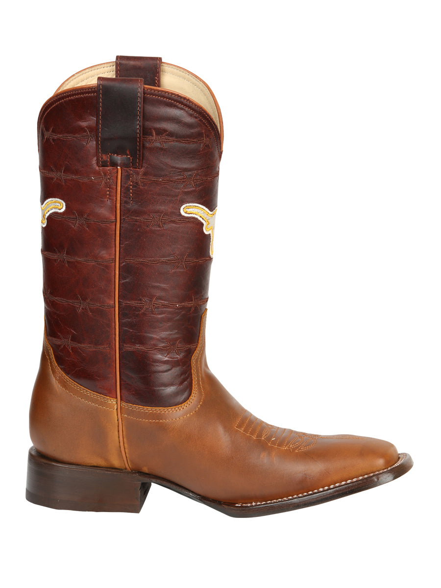 Jar Boots Men's Leather Cowboy Boots - Made in Mexico - Cognac Brown 45476