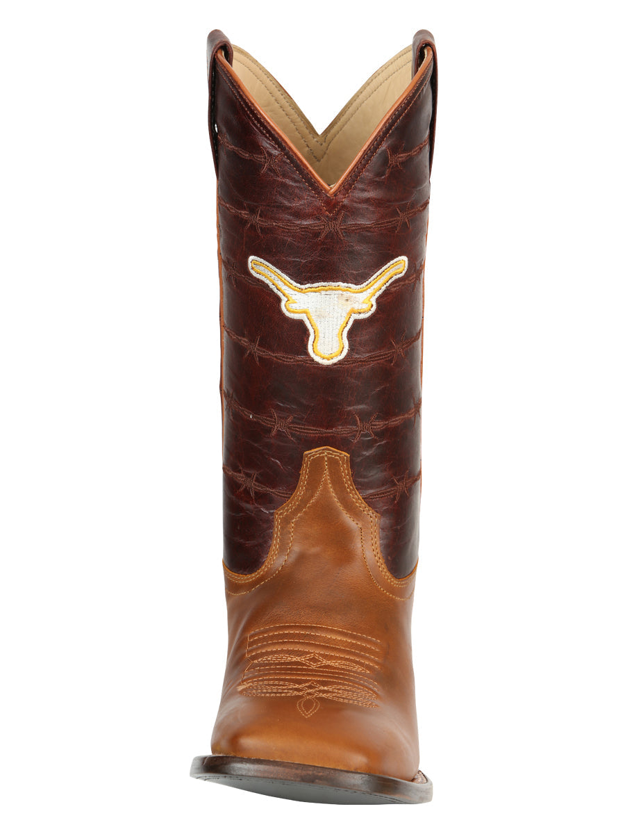 Jar Boots Men's Leather Cowboy Boots - Made in Mexico - Cognac Brown 45476