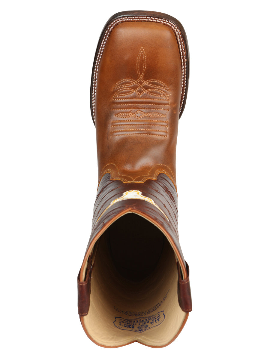 Jar Boots Men's Leather Cowboy Boots - Made in Mexico - Cognac Brown 45476