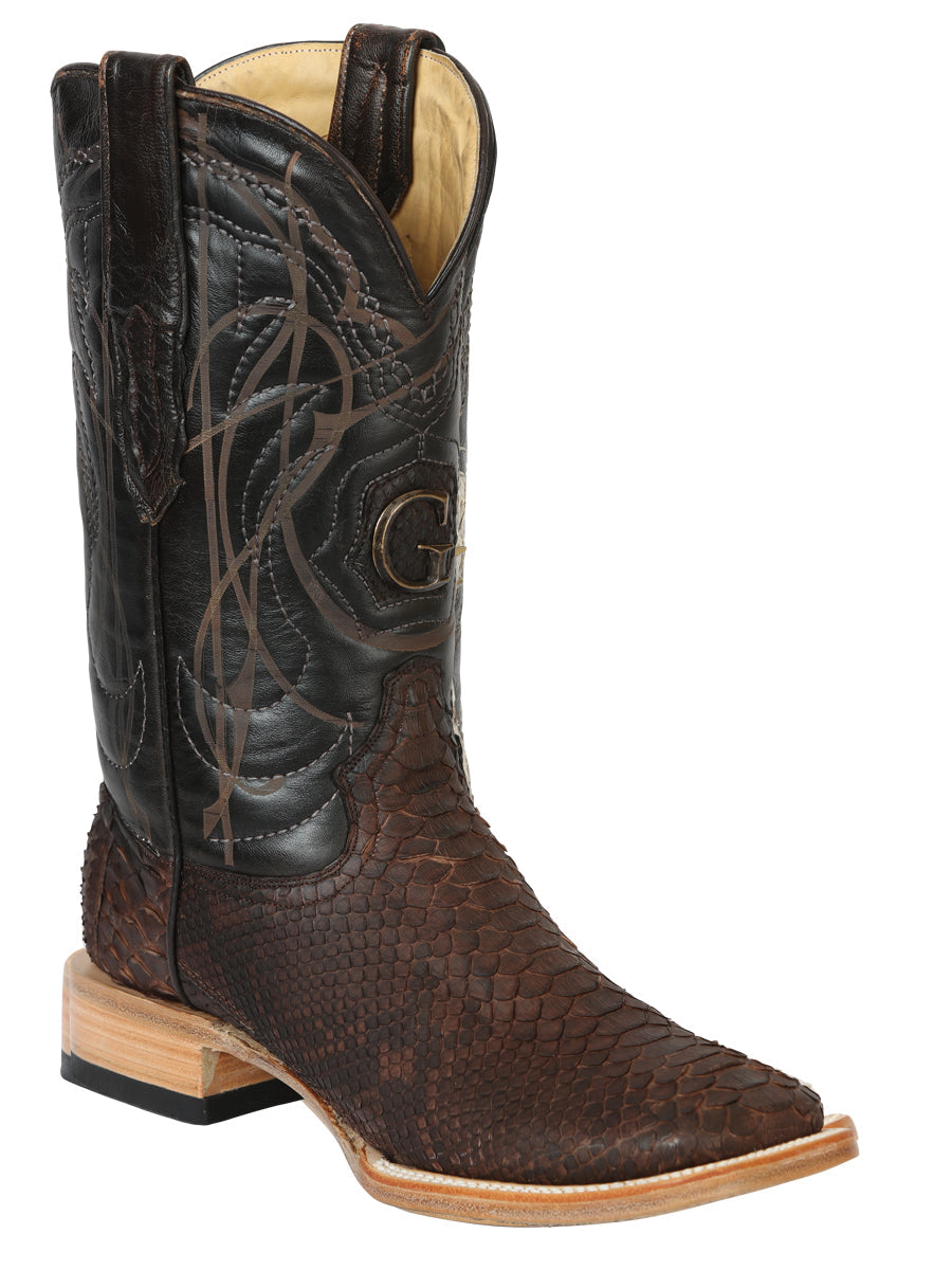 El General Men's Exotic Python Rodeo Boots in Brown