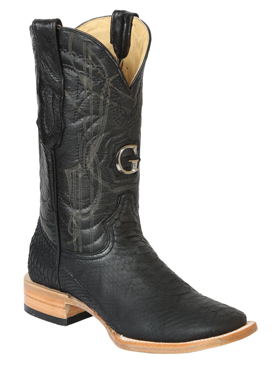El General Men's Exotic Python Rodeo Boots in Black