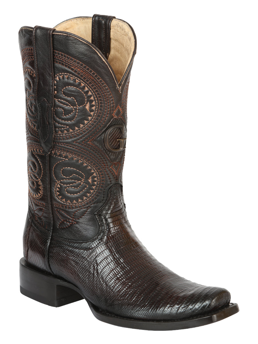 El General Men's Exotic Lizard Cowboy Boots in Brown