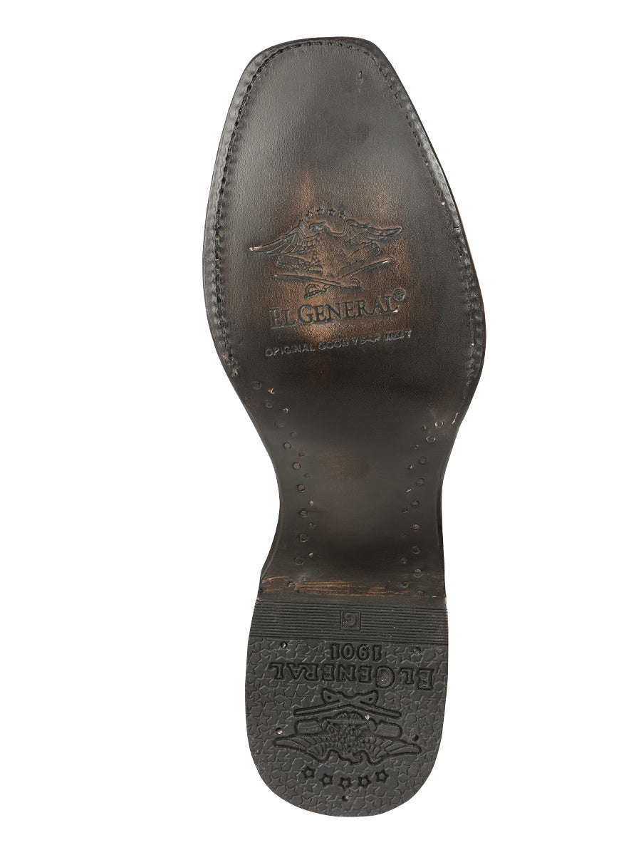 El General Men's Exotic Ostrich Leather Cowboy Boots in Cognac