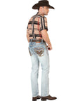 Centenario Men's Premium Denim Boot Cut Pants in Light Blue