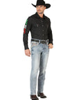 Centenario Men's Premium Denim Boot Cut Pants in Black