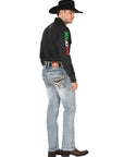 Centenario Men's Premium Denim Boot Cut Pants in Black
