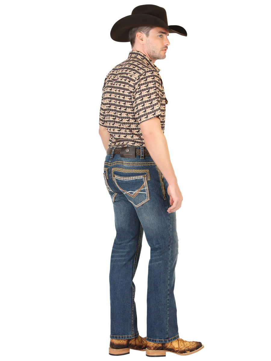 Centenario Men's Bootcut Jeans in Dark Blue