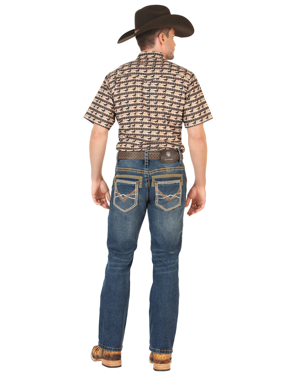 Centenario Men's Bootcut Jeans in Dark Blue
