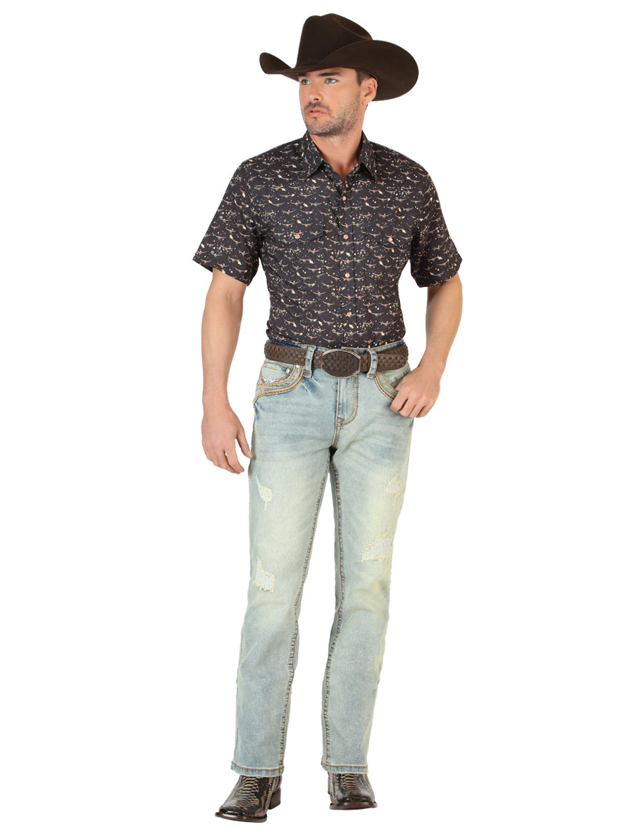 Centenario Men's Bootcut Jeans in Light Blue