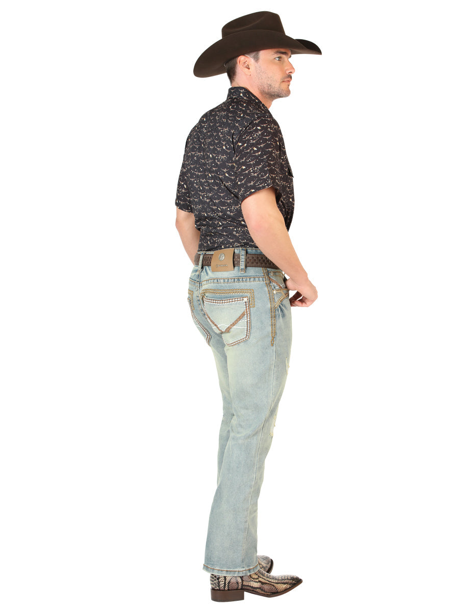 Centenario Men's Bootcut Jeans in Light Blue