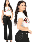 Centenario Women's Bootcut Denim Jeans in Black