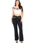 Centenario Women's Bootcut Denim Jeans in Medium Blue