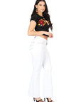 Centenario Women's Bootcut Denim Jeans in White