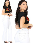 Centenario Women's Bootcut Denim Jeans in White