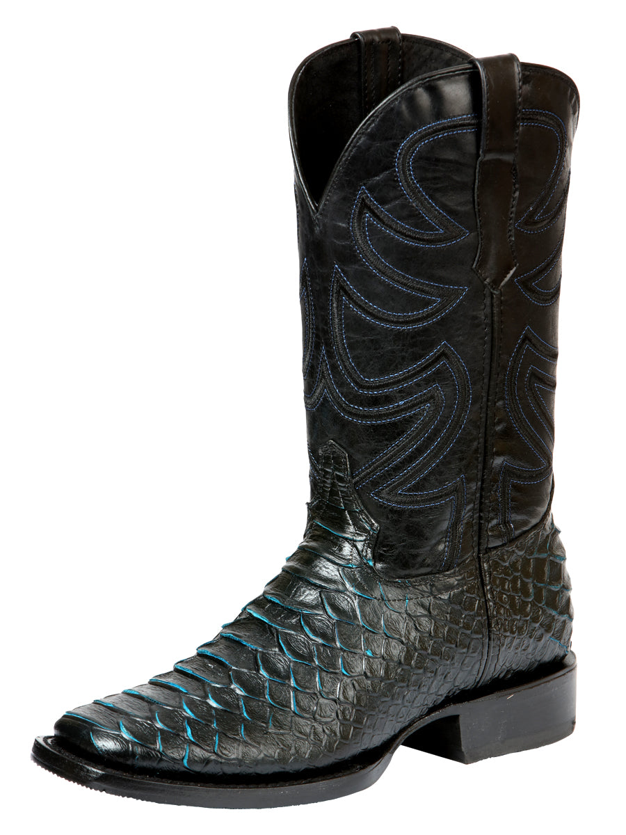 El General Men's Rodeo Boot — Imitation Python in Black/Blue