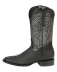 El General Men’s Leather Cowboy Boots - Embossed Stingray Print - Black 45566
