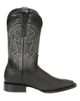 El General Men’s Leather Cowboy Boots - Embossed Stingray Print - Black 45566