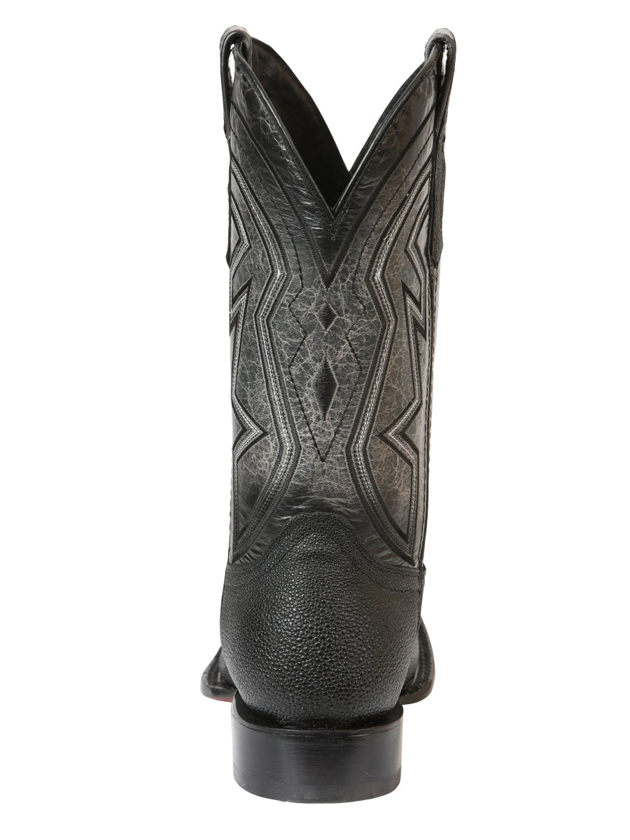 El General Men’s Leather Cowboy Boots - Embossed Stingray Print - Black 45566