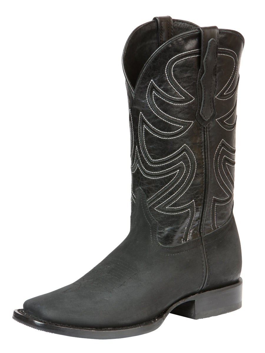 El General Men's Rodeo Boot — Nubuck Leather in Black