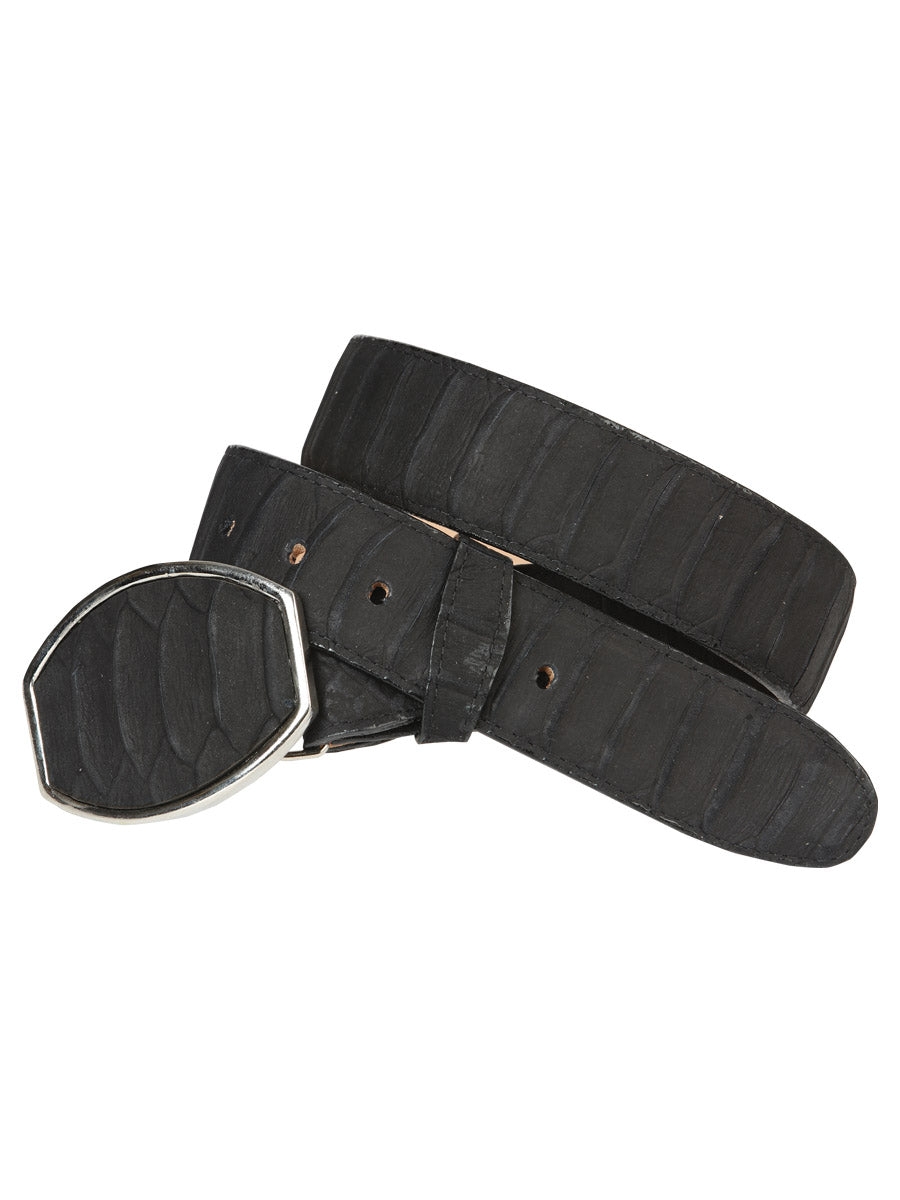 El General Men's Western Belt — Imitation Python in Black