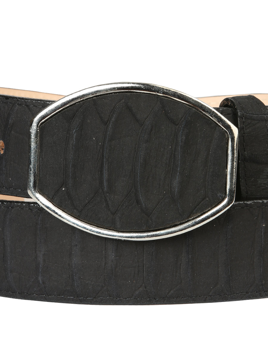 El General Men's Western Belt — Imitation Python in Black