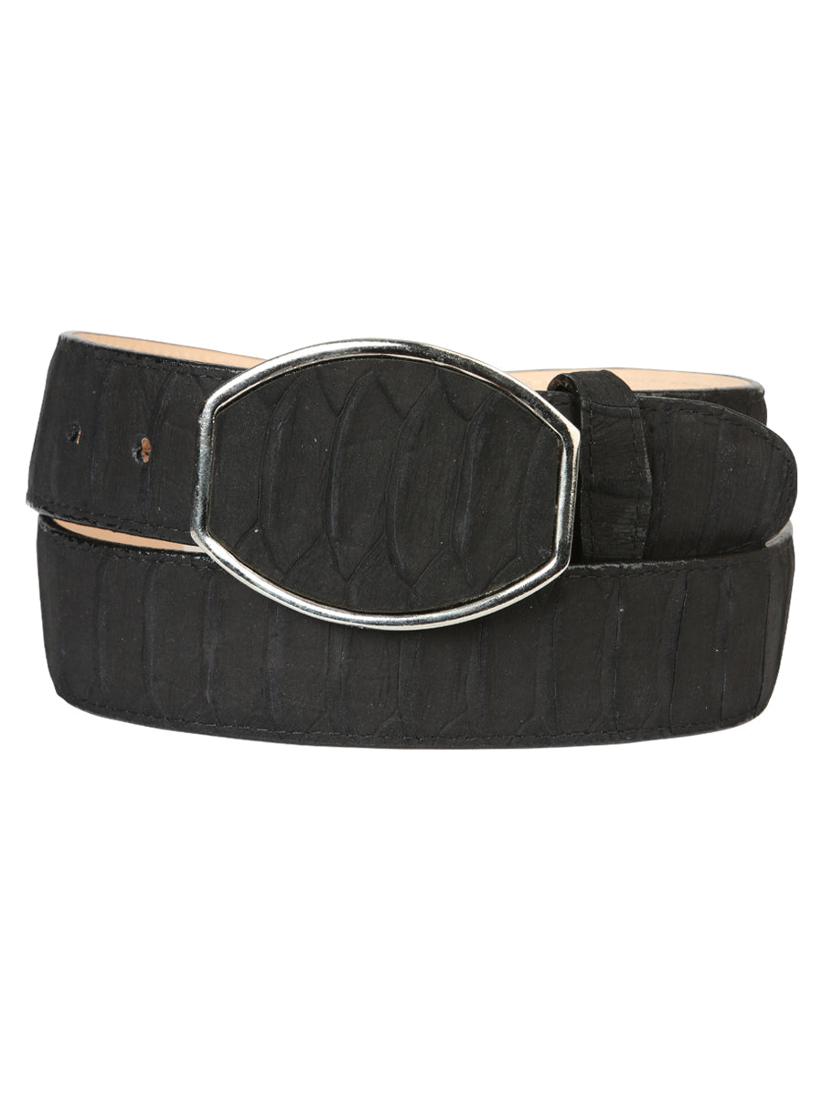 El General Men's Western Belt — Imitation Python in Black
