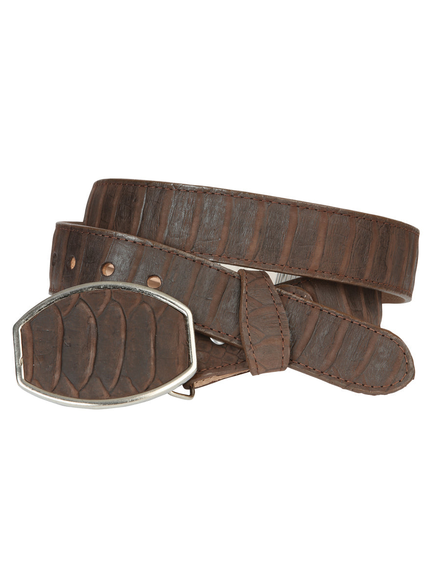El General Men's Western Belt — Imitation Python in Brown