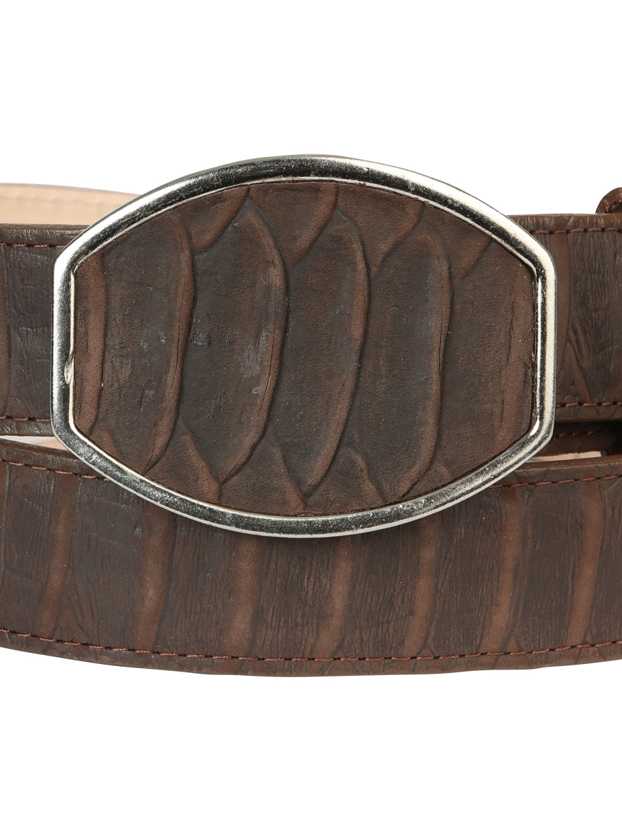 El General Men's Western Belt — Imitation Python in Brown