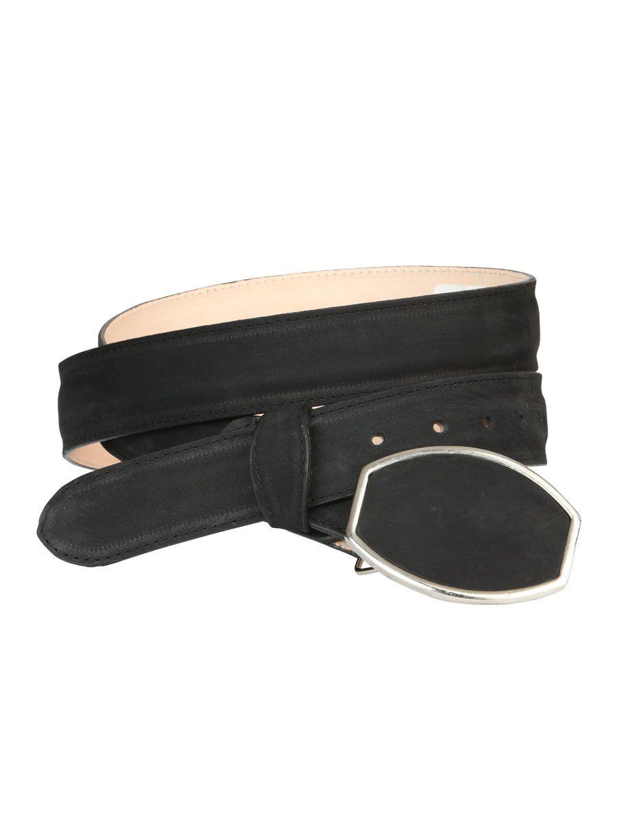 El General Men's Western Nubuck Belt in Black