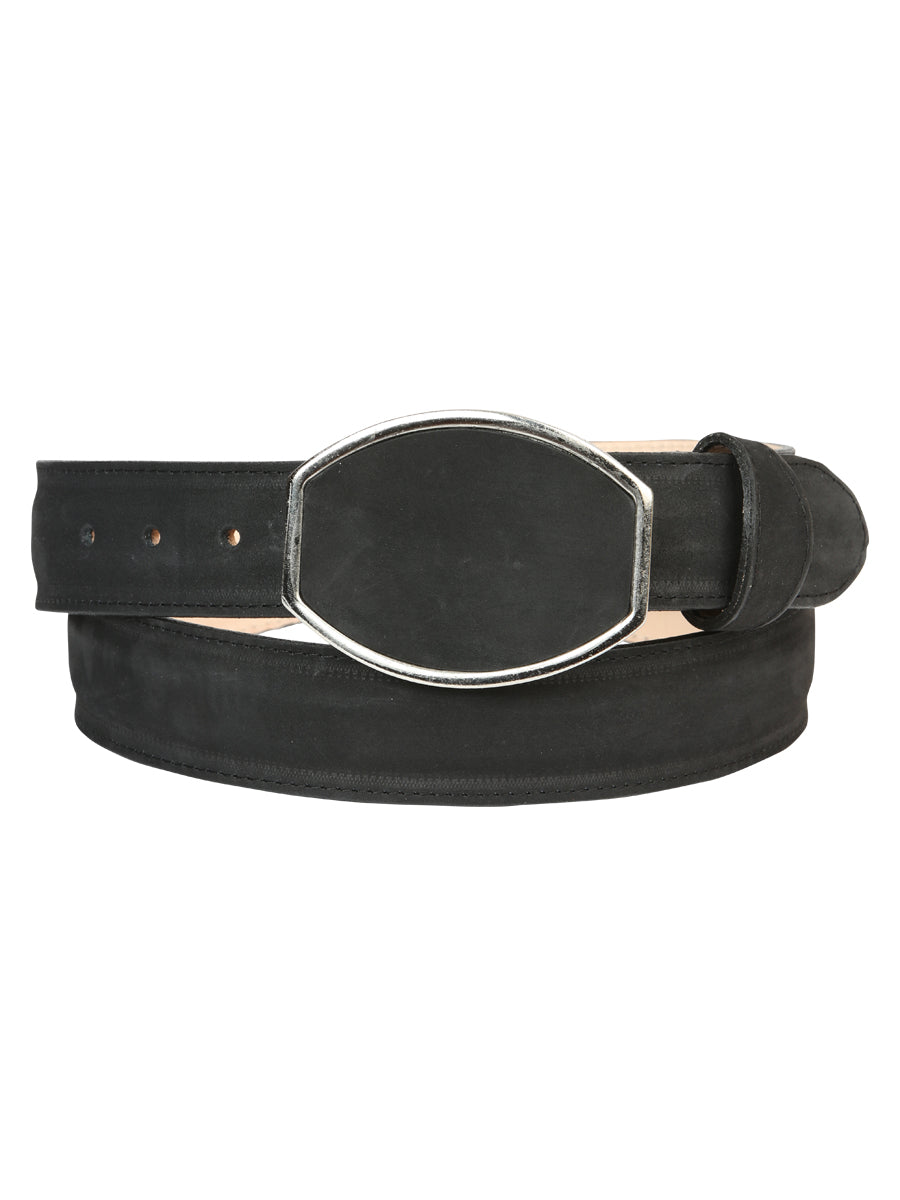 El General Men's Western Nubuck Belt in Black