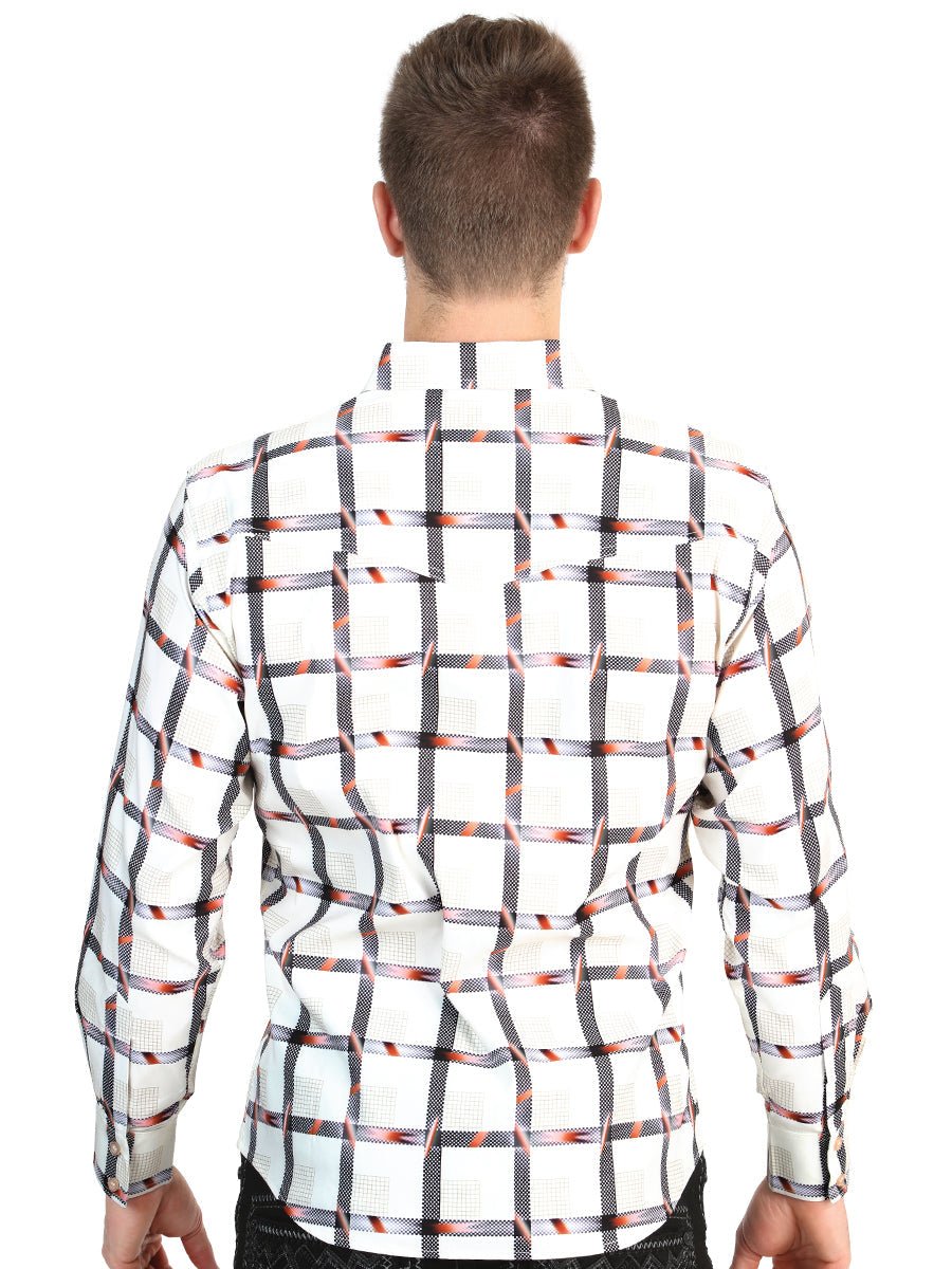 El General Men's Long Sleeve Western Shirt in White