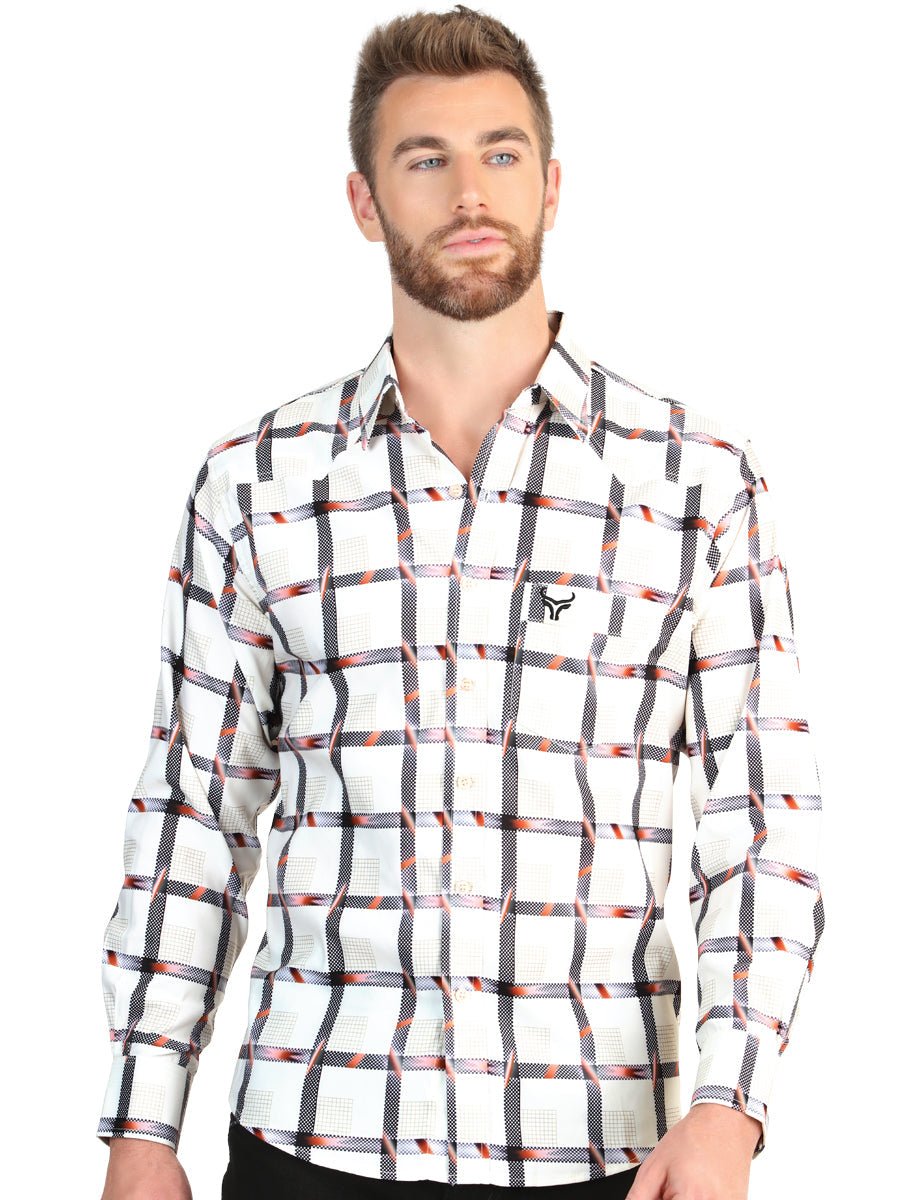 El General Men's Long Sleeve Western Shirt in White