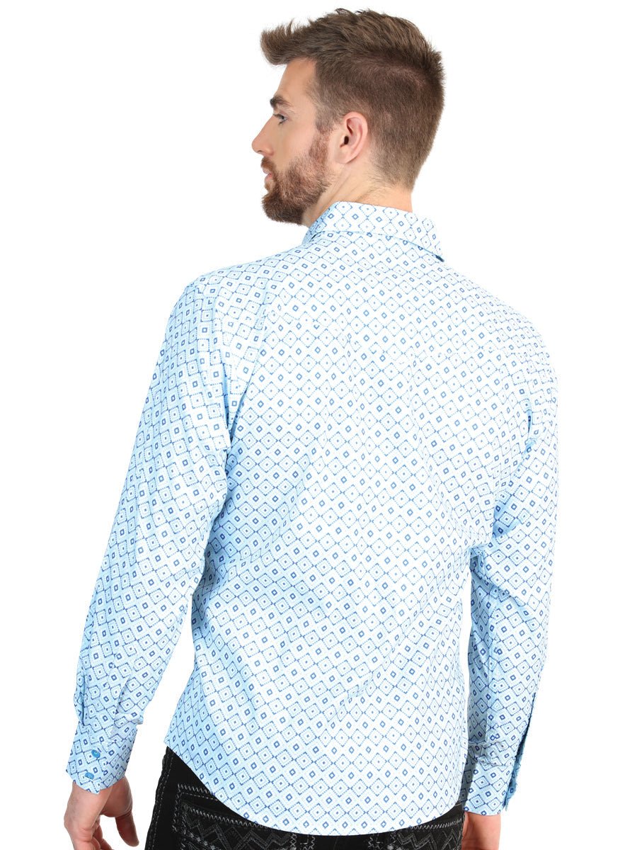 Breathable Slim Fit Long Sleeve Western Shirt For Men In Navy Blue